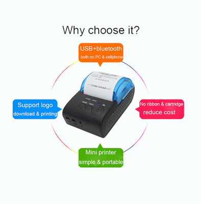 Impressora térmica de Mini Portable Waybill Printer Bluetooth 58mm ZJ-5805