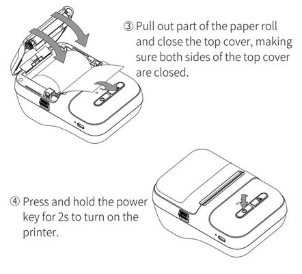 2 impressora térmica sem fio Handheld Royal Mail da etiqueta da polegada 58mm Bluetooth